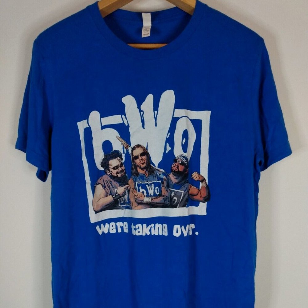 BWO Blue World Order Tshirt Mens L Blue Meanie, Stevie Richards, Hollywood Nova